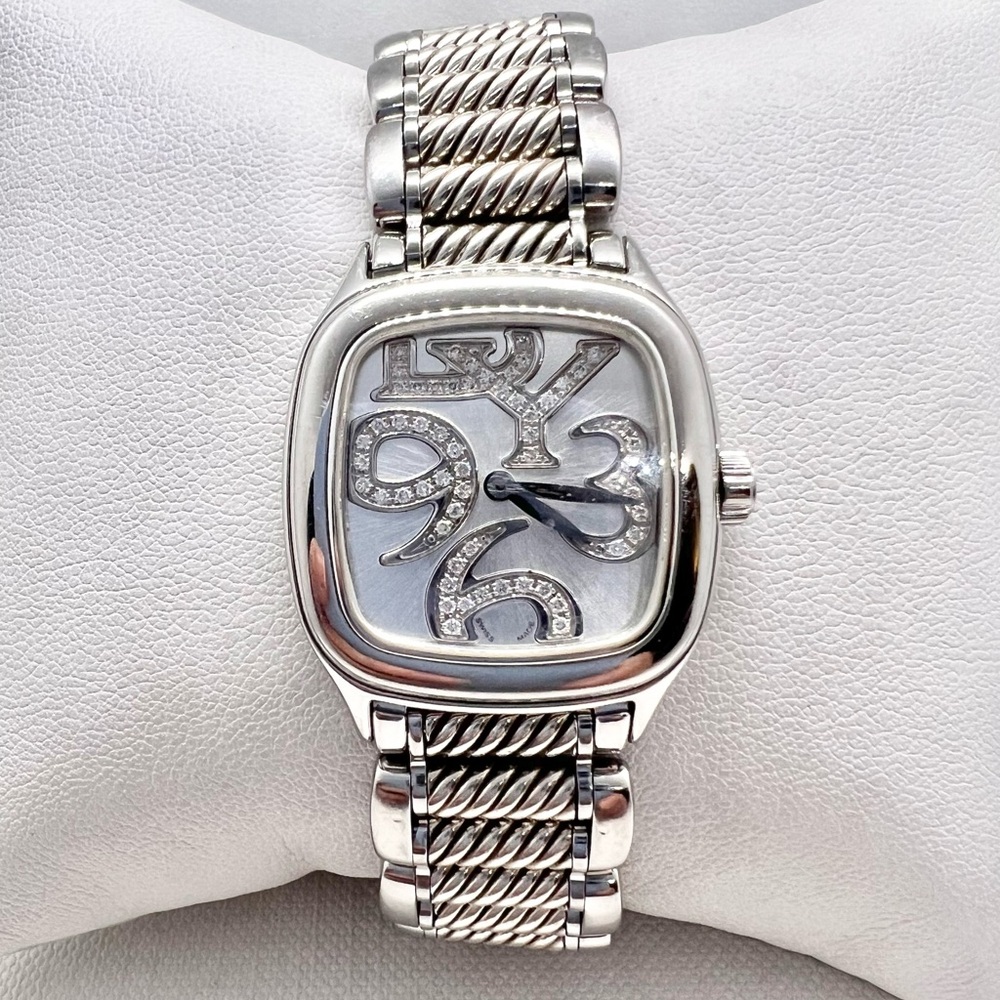 David Yurman Thoroughbred Diamond Sterling Silver & Stainless Steel Watch - Picture 1 of 9